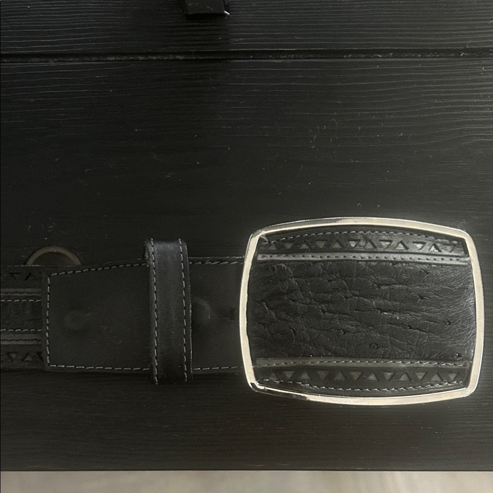 Ostrich Leather Handmade Belt With buckle (Los Altos brand) waist size 34-38